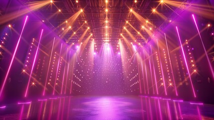 stage with pink purple lights, award ceremony scene
