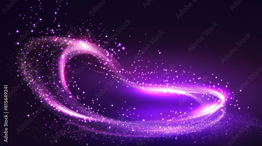 Aufkleber magic dust with glitter and sparkle light modern effect. purple swirl trail with glow particle. witc