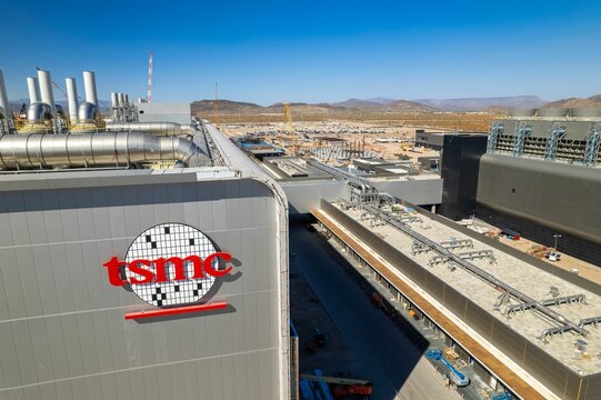 Aerial view of the Taiwan Semiconductors Mega Factory construction in North Phoenix, Arizona