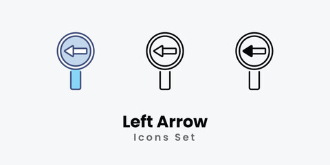 Left Arrow Icons thin line and glyph vector icon stock illustration