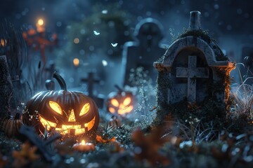 3D illustration Background for advertising and wallpaper in scary and halloween party scene.
