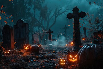 3D illustration Background for advertising and wallpaper in scary and halloween party scene.