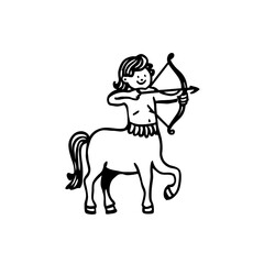 Fototapeta premium Centaur Doodle Art: Mythical Illustration of a Half-Human, Half-Horse