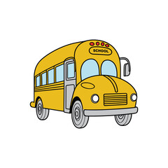 school bus isolated on white, school bus children vector