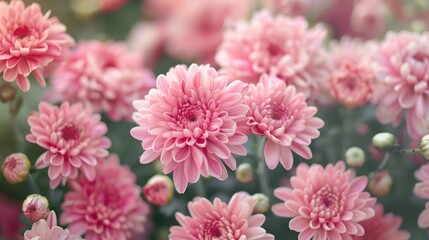 Pink chrysanthemum in full bloom with an adorable appearance