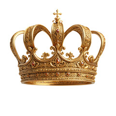 Royal golden crown on transparent background, Generative AI