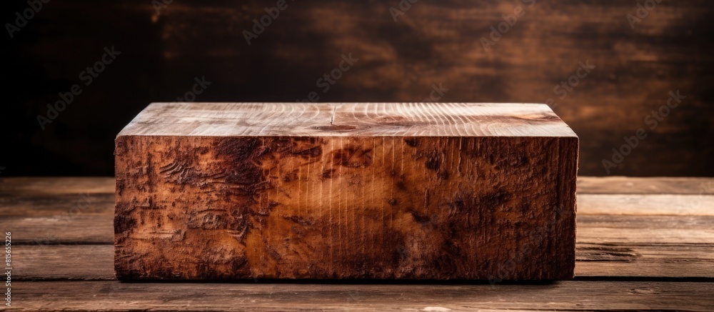 Poster chopping cutting board block on wooden texture background. copy space available
