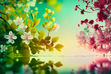 Obraz premium Art abstract spring season tree branches copy space background.