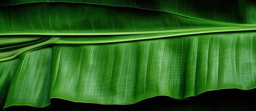 close up Banana leaves with digonal line texture. copy space available