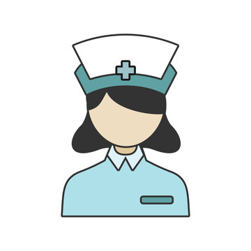 nurse in blue uniform and cap clip art preview