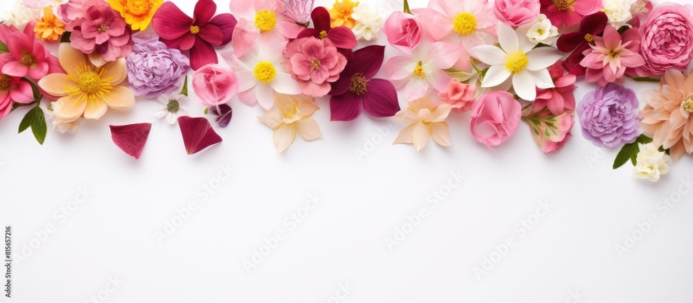 Poster a white background with a floral frame provides a charming copy space image