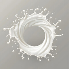 Circular milk splash swirl illustration isolated on white background
