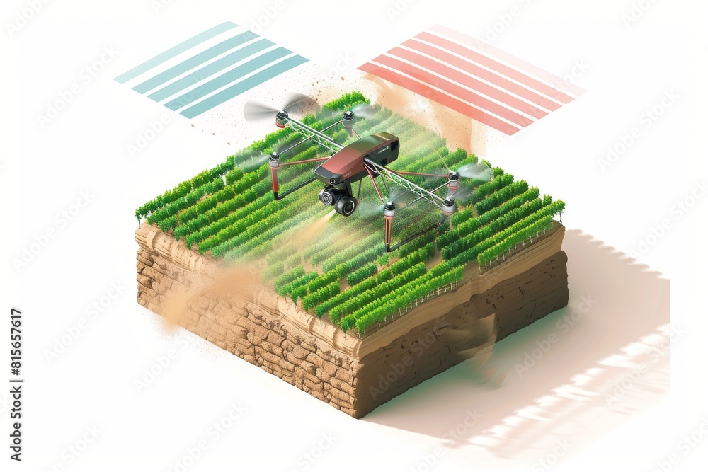 Poster sprawling cornfields leverage advanced technology for enhanced agricultural efficiency and the imple