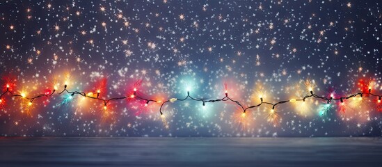 Christmas lights Glowing beautiful garland Christmas decorations winter holidays New Year. copy space available