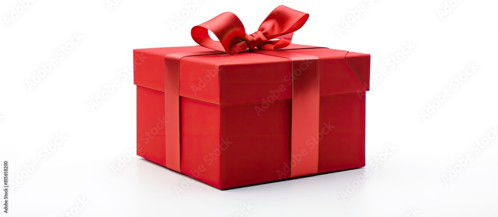 Aufkleber gift in a beautiful red box isolated on white background top view copy space surprise in a box