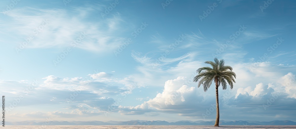Aufkleber lonely palm tree with cloudy sky background. copy space available