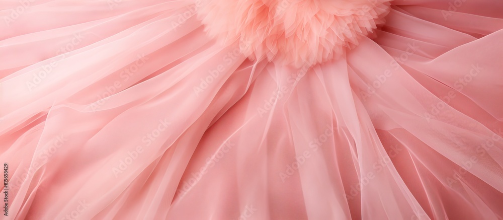 Poster a pink tulle fabric texture is seen from a top down view set against a coral background this trendy 