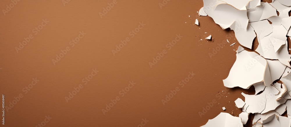Aufkleber recycled paper craft stick on a brown background white paper torn or ripped pieces of paper isolated