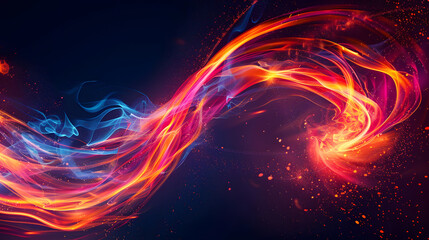 Glowing liquid luminous swirl on black background