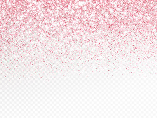 Pink glitter lights background. Sparkling glittering rain effect. Luxury frame for mother's day, Valentine, wedding, birthday party. Transparent background can be removed in vector format.