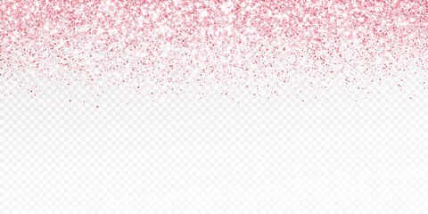 Pink glitter lights background. Sparkling glittering rain effect. Luxury frame for mother's day, Valentine, wedding, birthday party. Transparent background can be removed in vector format.