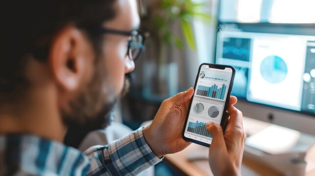 A business professional utilizes smart business software on a desktop computer, customizing workflows, automating tasks, and integrating data from multiple sources to drive operational efficiency and