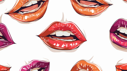 Seamless pattern with sexy female lips online white background