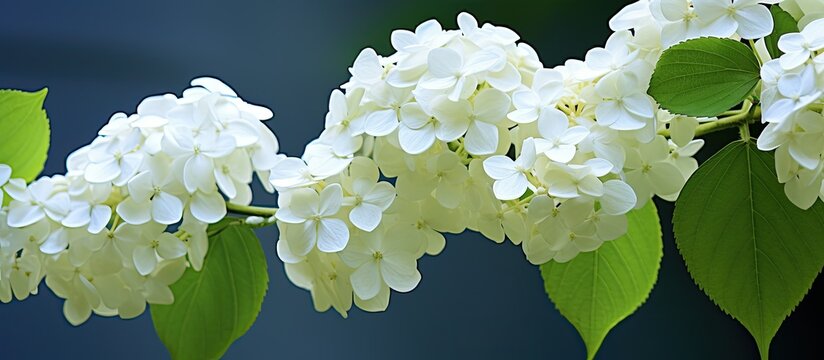 Annabel white hydrangea is in full bloom. copy space available