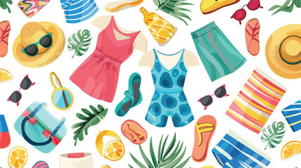 Seamless pattern with summer clothes and accessories