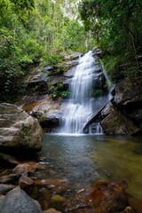 Beautiful cascading Bigaho Waterfallsm, Port barton, Palawan, Philippines