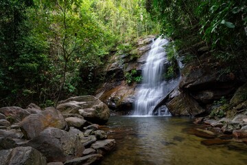 Obraz premium Picturesque scene of Bigaho Waterfallsm, Port barton, Palawan, Philippines