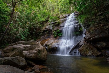 Fototapeta premium Beautiful cascading Bigaho Waterfallsm, Port barton, Palawan, Philippines