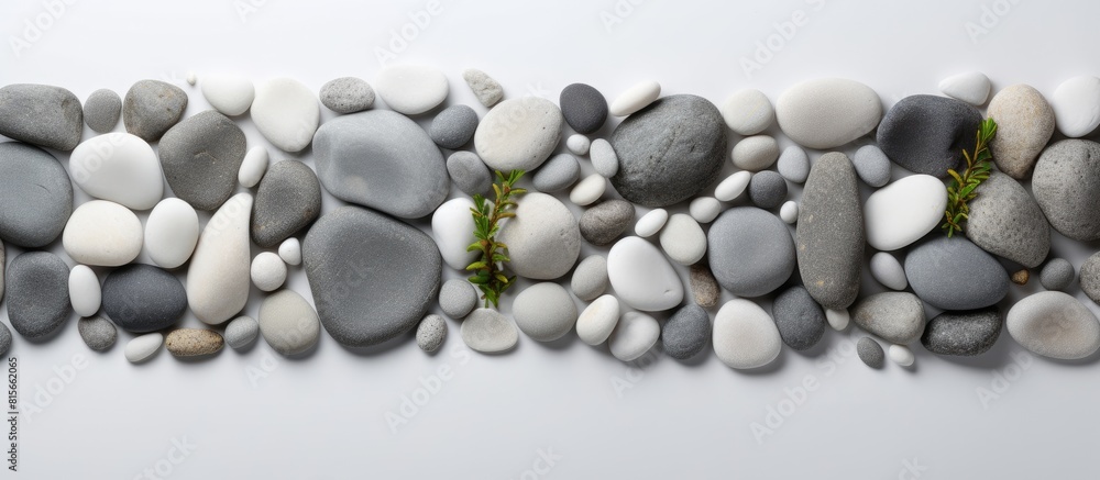 Aufkleber top view stones empty space on white background with copy space for your text