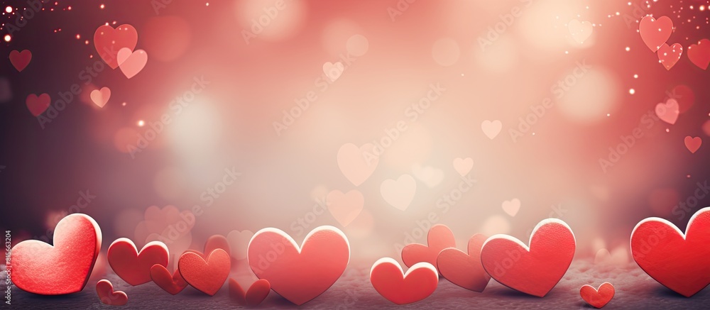 Aufkleber valentines day background with red hearts and copy space