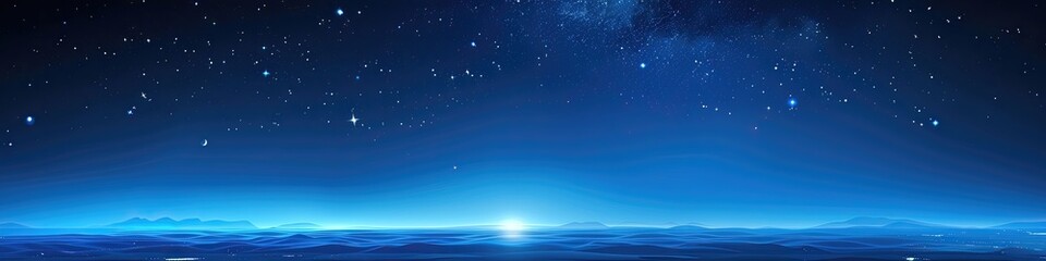 A blue sky with a few stars and a moon