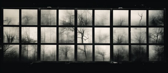real flat bed scan of black and white hand copy contact sheet with 12 empty film frames 120mm film photo placeholder