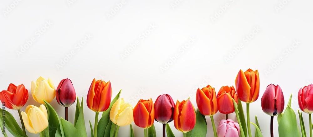 Aufkleber a beautiful image of tulips on a white background with plenty of copy space