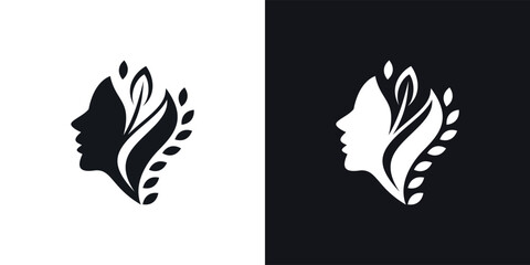 Silhouette style woman girl symbol. vector nature woman logo icon