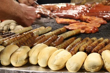 Closeup of delicious grilled BBQ on a stove at a restaurant in Germany