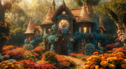 cute fairy-tale house and garden in front of it. 