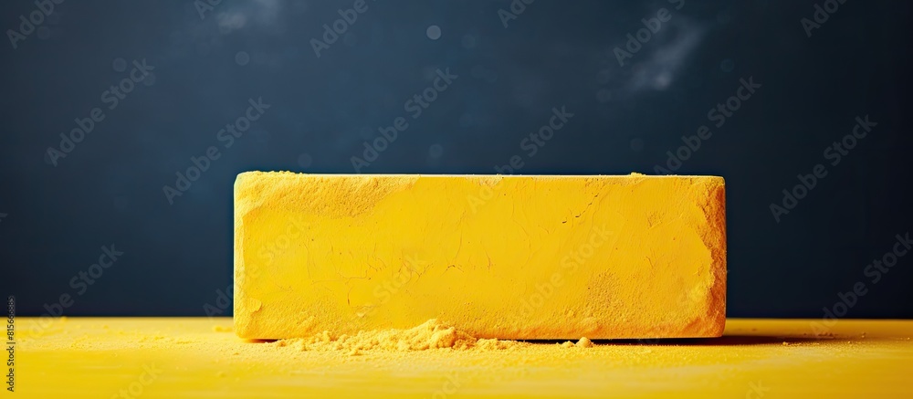 Poster yellow chalk for drawing on a yellow background with copy space for add text broken piece of chalk f
