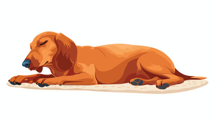 Sleeping dog flat vector illustration. Cute pet lying