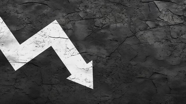 Downtrend economic arrow on blacktop, AI generated.