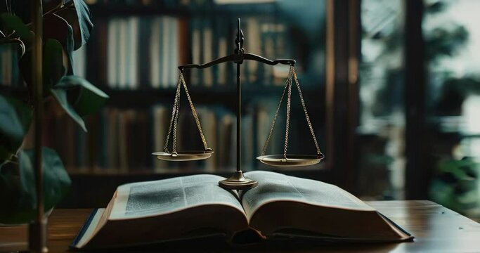 Constitution book and scale symbolize law and justice on Democracy Day. International Day of Democracy, September 15