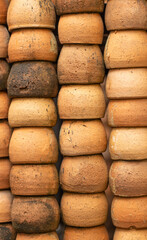 clay products with texture as background.