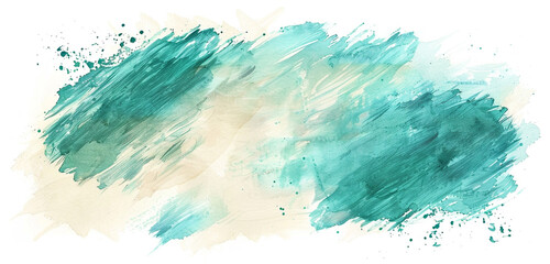 Vivid turquoise, cream abstract art.
