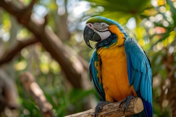 Obraz premium Bird parrot in jungle close up