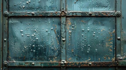 Condensation on the cold metal surface of a cell door, indicating poor heating during winter