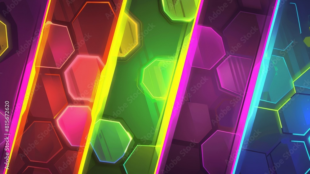 Poster abstract banner template with hexagons in different colors
