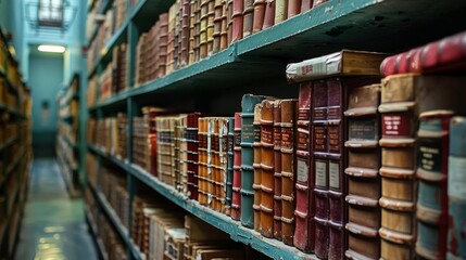 Educational books and legal materials stacked on a shelf in a cell, tools for selfimprovement and legal defense